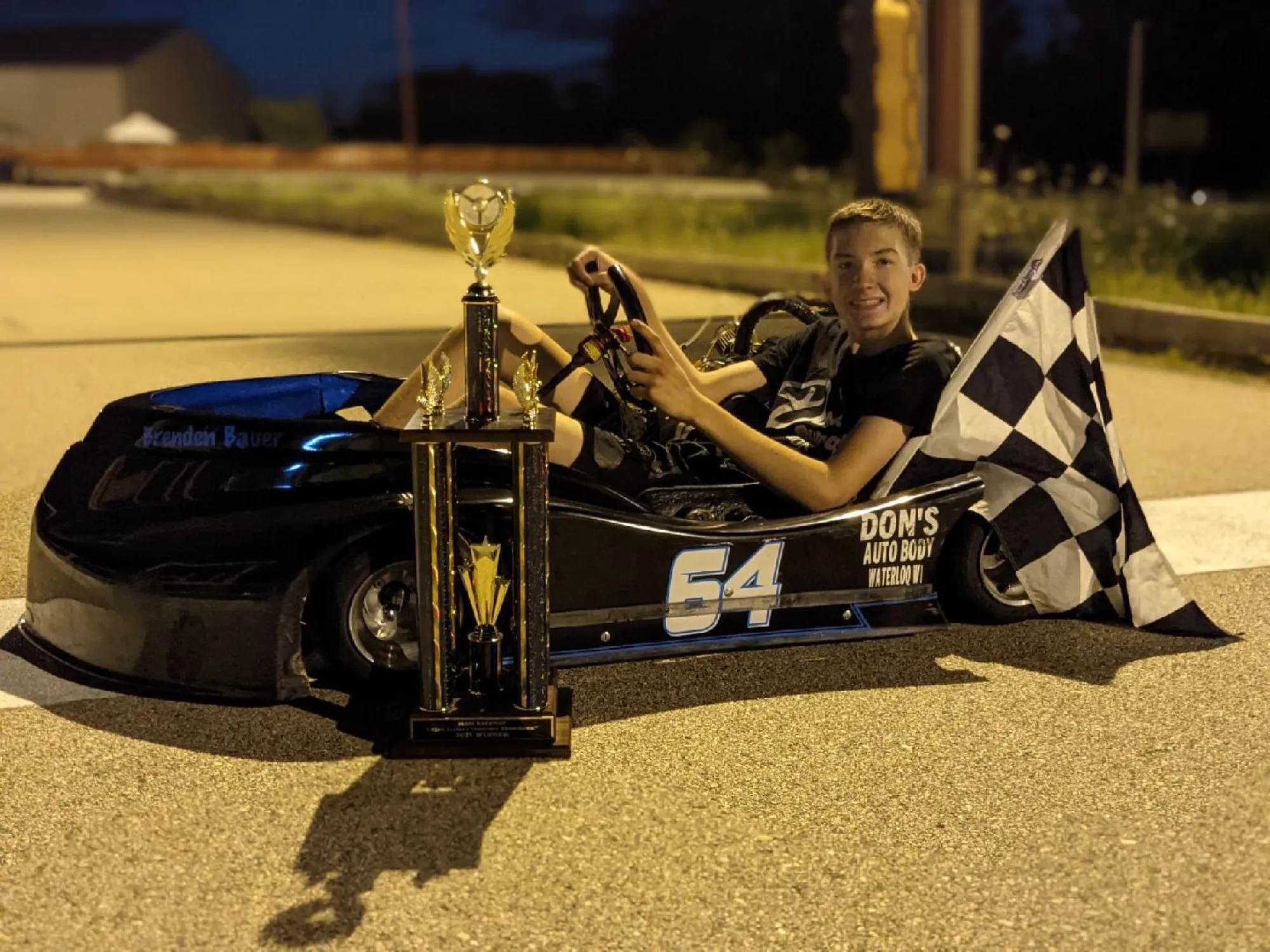 Brenden Bauer in the #64 kart